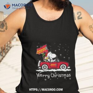 santa snoopy and woodstock driving car advance auto parts merry christmas shirt tank top 3