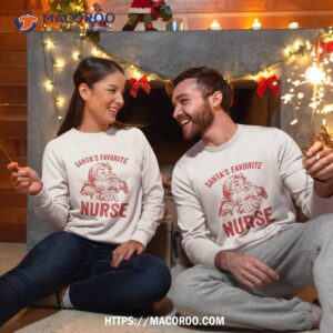 santas favorite nurse funny christmas retro santa claus shirt sweatshirt