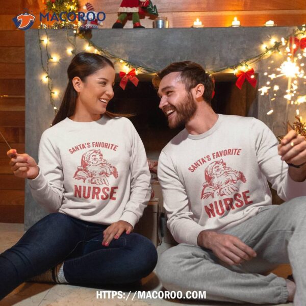 Santas Favorite Nurse Funny Christmas Retro Santa Claus Shirt
