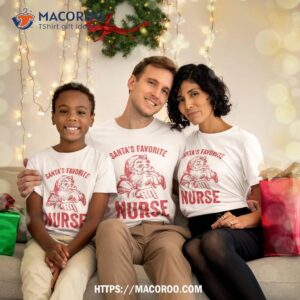 santas favorite nurse funny christmas retro santa claus shirt tshirt