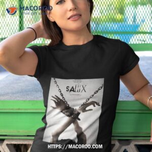 saw x witness the return of jigsaw september 29 2023 shackled poster t shirt tshirt 1