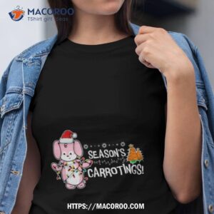 Season’s Carrotings Punny Bunny Christmas Pink X Shirt