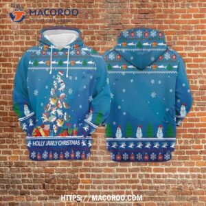 shark christmas tree gosblue 3d hoodies graphic unisex sublimation pullover sweatshirt 1
