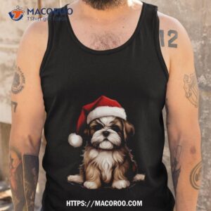 shih tzu christmas shih tzu santa hat shirt tank top