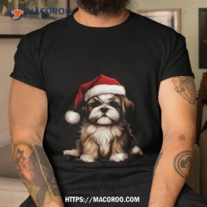 Shih Tzu Christmas Shih Tzu Santa Hat Shirt