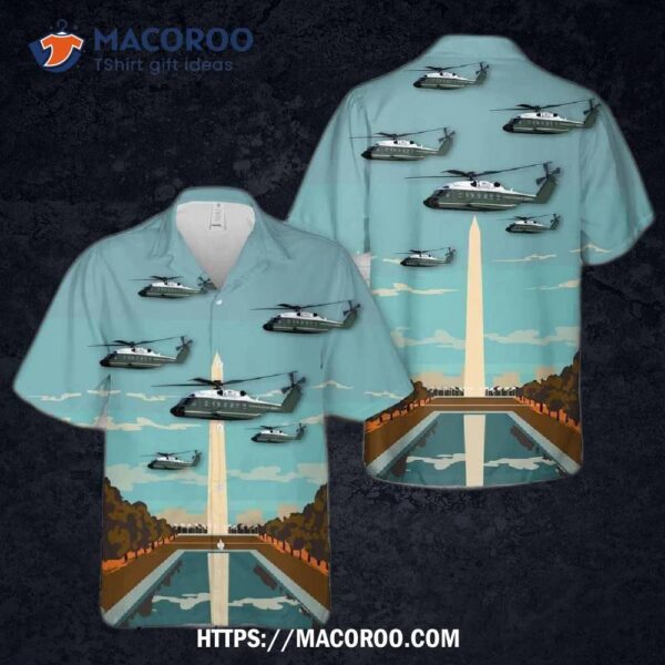Sikorsky Vh-3D Sea King Flying Over Washington Dc Hawaiian Shirt