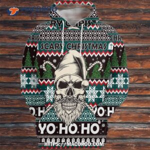 Skull Scary Christmas Yo Ho Ho All Over Print 3D Hoodie