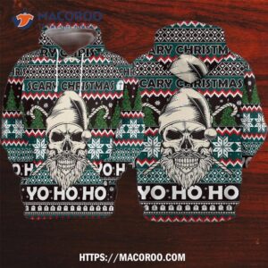 Skull Scary Christmas Yo Ho Ho All Over Print 3D Hoodie