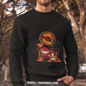 snoopy and charlie brown arizona cardinals sitting under moon halloween 2023 t shirt sweatshirt