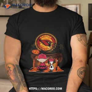 Snoopy And Charlie Brown Arizona Cardinals Sitting Under Moon Halloween 2023 T Shirt