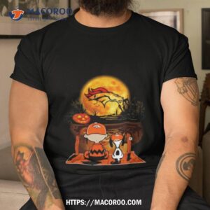 snoopy and charlie brown denver broncos sitting under moon halloween 2023 t shirt tshirt