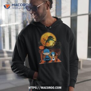 Snoopy And Charlie Brown Detroit Lions Sitting Under Moon Halloween 2023 T Shirt