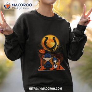 snoopy and charlie brown indianapolis colts sitting under moon halloween 2023 t shirt sweatshirt 2