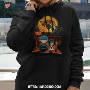 Snoopy And Charlie Brown Jacksonville Jaguars Sitting Under Moon Halloween 2023 T Shirt