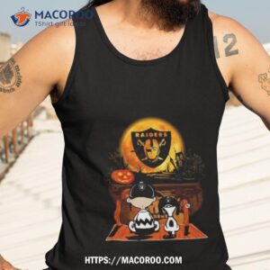 snoopy and charlie brown las vegas raiders sitting under moon halloween 2023 t shirt tank top 3