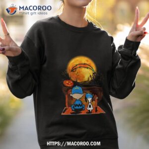 snoopy and charlie brown los angeles chargers sitting under moon halloween 2023 t shirt sweatshirt 2