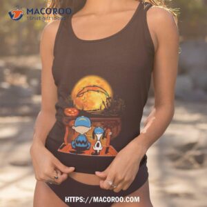 Snoopy And Charlie Brown Los Angeles Chargers Sitting Under Moon Halloween 2023 T Shirt