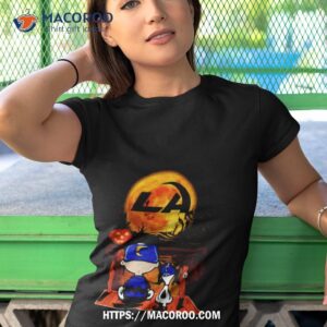 snoopy and charlie brown los angeles rams sitting under moon halloween 2023 t shirt tshirt 1