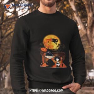 snoopy and charlie brown new england patriots sitting under moon halloween 2023 t shirt sweatshirt