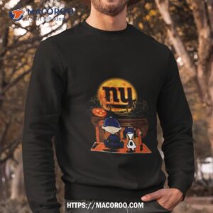 snoopy and charlie brown new york giants sitting under moon halloween 2023 t shirt sweatshirt