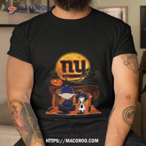 snoopy and charlie brown new york giants sitting under moon halloween 2023 t shirt tshirt