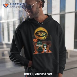 snoopy and charlie brown new york jets sitting under moon halloween 2023 t shirt hoodie 1