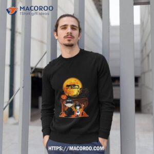 snoopy and charlie brown seattle seahawks sitting under moon halloween 2023 t shirt sweatshirt 1