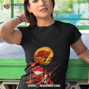 snoopy and charlie brown tampa bay buccaneers sitting under moon halloween 2023 t shirt tshirt 1
