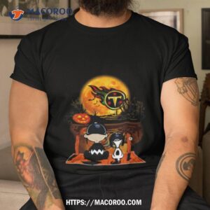 snoopy and charlie brown tennessee titans sitting under moon halloween 2023 t shirt tshirt