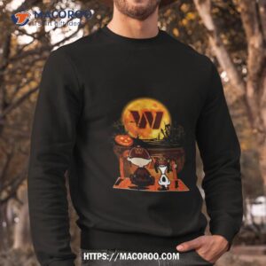 snoopy and charlie brown washington commanders sitting under moon halloween 2023 t shirt sweatshirt