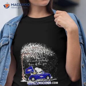 snoopy and woodstock broncos winter it s most wonderful time of the year shirt tshirt