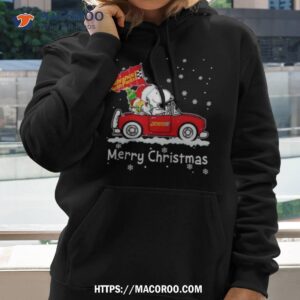 snoopy and woodstock drive car advance auto parts merry christmas shirt hoodie 2