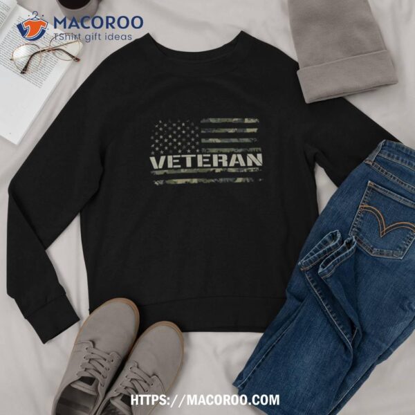 Soldier Military Camo Veteran American Flag Veterans Day Shirt