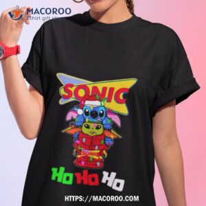 Sonic Santa Stitch Yoda Ho Ho Ho Christmas T Shirt