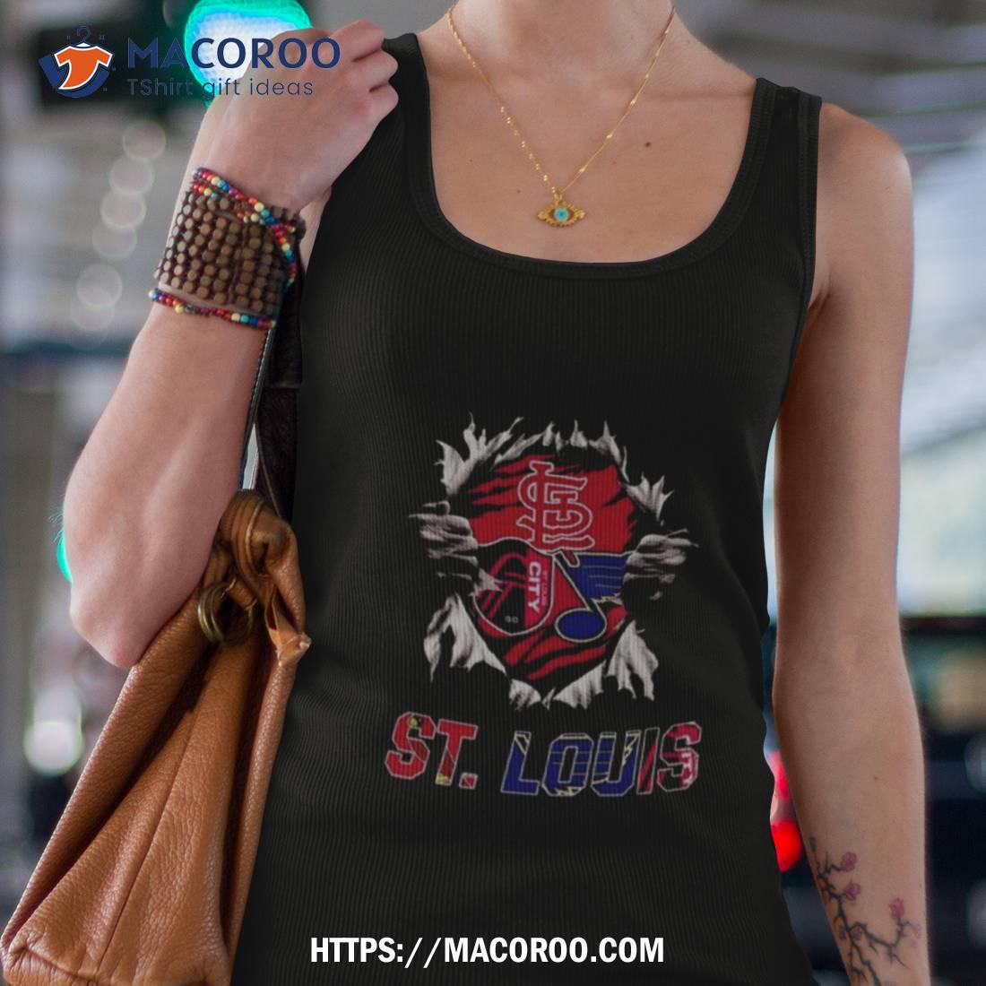 St. Louis Cardinals St. Louis City Sc St. Louis Blues Ripping Tearing  Through Logo Batman Shirt