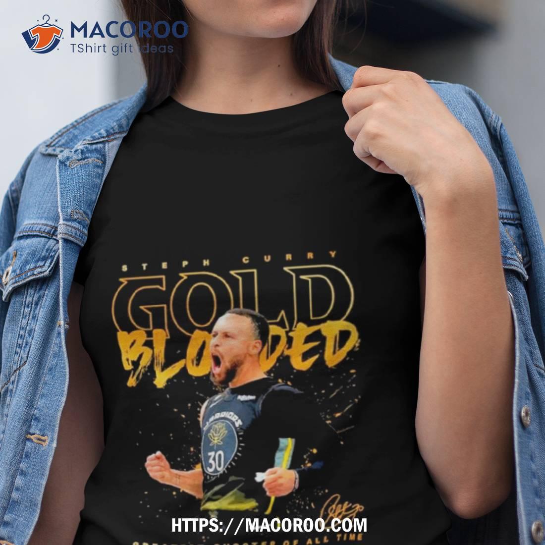 Steph Curry Gold Blooded Greatest Shooter Of All Time Signature 2023 T Shirt Steph Curry Gold Blooded Greatest Shooter Of All Time Signature 2023 T Shirt