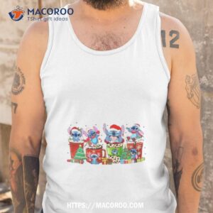 stitch drinks christmas coffee design 2023 shirt tank top