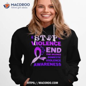stop violence end the silence domestic violence awareness purple ribbon shirt hoodie 1
