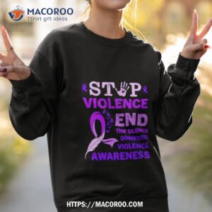 stop violence end the silence domestic violence awareness purple ribbon shirt sweatshirt 2
