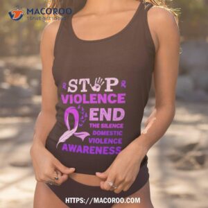 Stop Violence End The Silence Domestic Violence Awareness Purple Ribbon Shirt