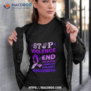Stop Violence End The Silence Domestic Violence Awareness Purple Ribbon Shirt