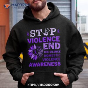 Stop Violence End The Silence Domestic Violence Awareness Purple Ribbon Sunflower T Shirt 1 stop violence end the silence domestic violence awareness purple ribbon sunflower t shirt hoodie