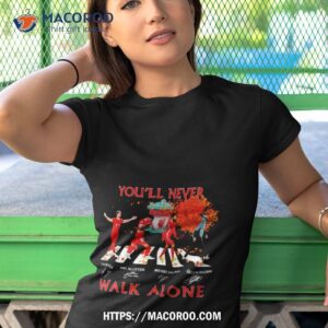 szoboszlai mac allister mohamed salah and jurgen klopp you ll never walk alone signatures shirt tshirt 1