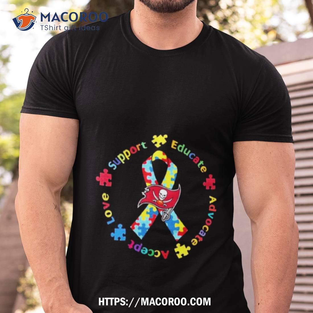 Tampa Bay Buccaneers Support Educate Advocate Accept Love Autism Awareness T Shirt Tampa Bay Buccaneers Support Educate Advocate Accept Love Autism Awareness T Shirt