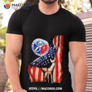 tampa bay rays buccaneer and lightning hand pulling american flag shirt tshirt