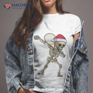 Tennis Christmas Skeleton With Santa Shirt