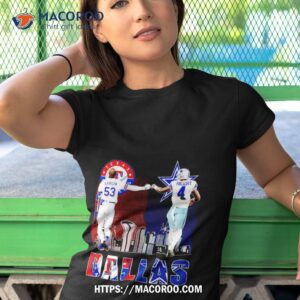 texas city skyline adolis garcia texas rangers and prescott dallas cowboys 2023 signatures shirt tshirt 1