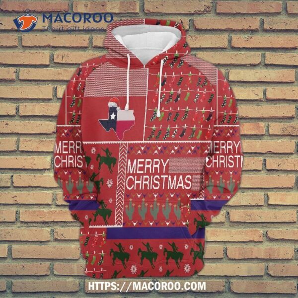 Texas Merry Christmas All Over Print 3D Hoodie