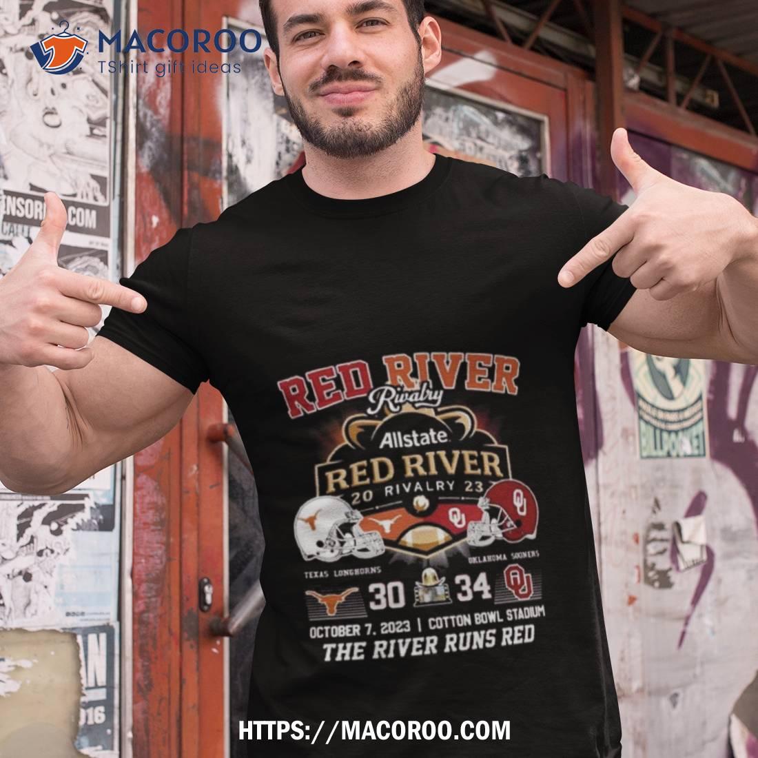 Texas Longhorns Vs Oklahoma Sooners 30 34 All State Red River 2023 The River Runs Red T Shirt Texas Longhorns Vs Oklahoma Sooners 30 34 All State Red River 2023 The River Runs Red T Shirt
