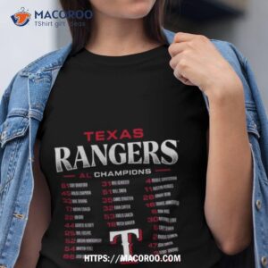 Texas Rangers 2023 American League Champions Roster T Shirt